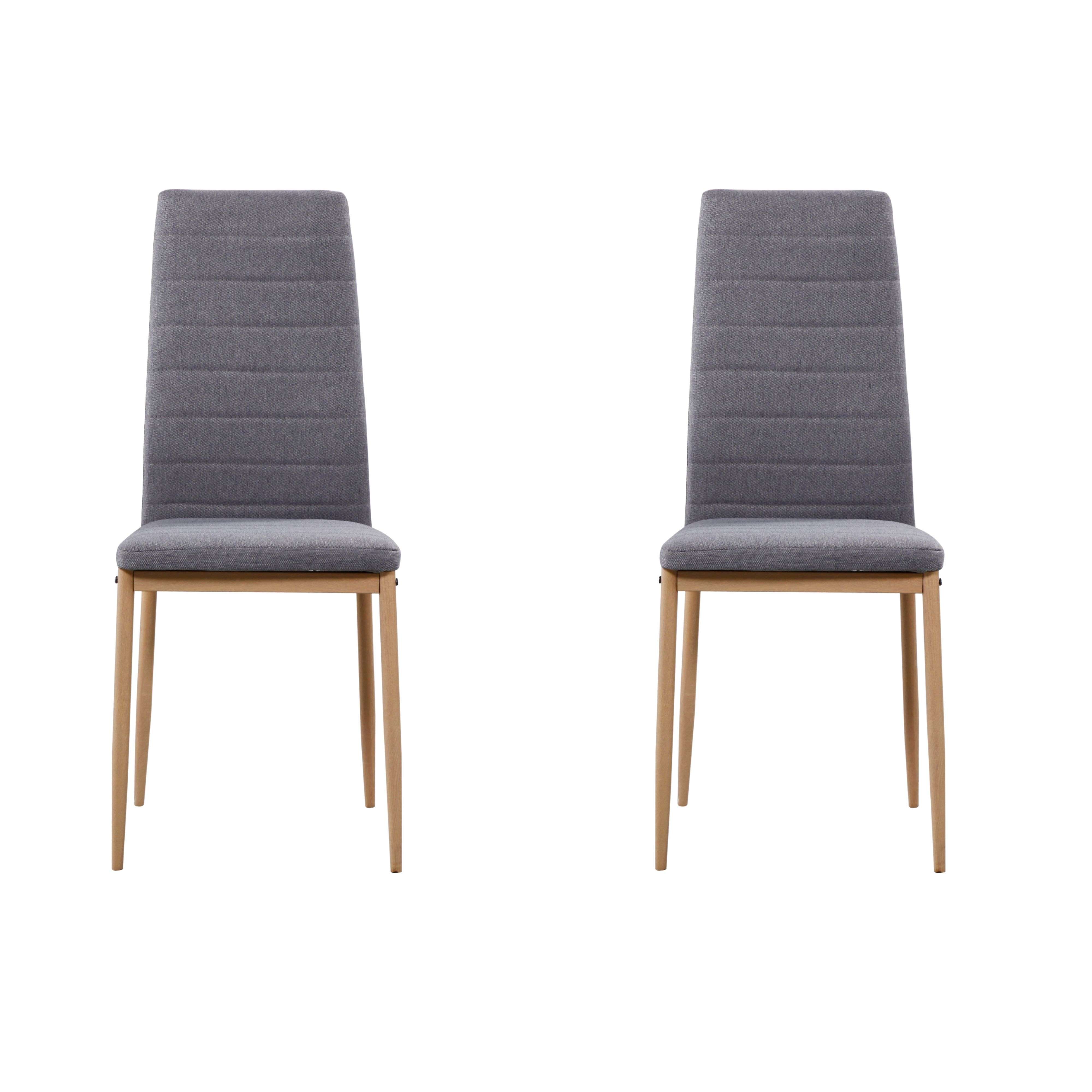 Miroytengo Pack Sillas Comedor Cocina Salon Estilo Moderno Tela Color Gris Patas Metal Efecto Madera 98x42x48 cm