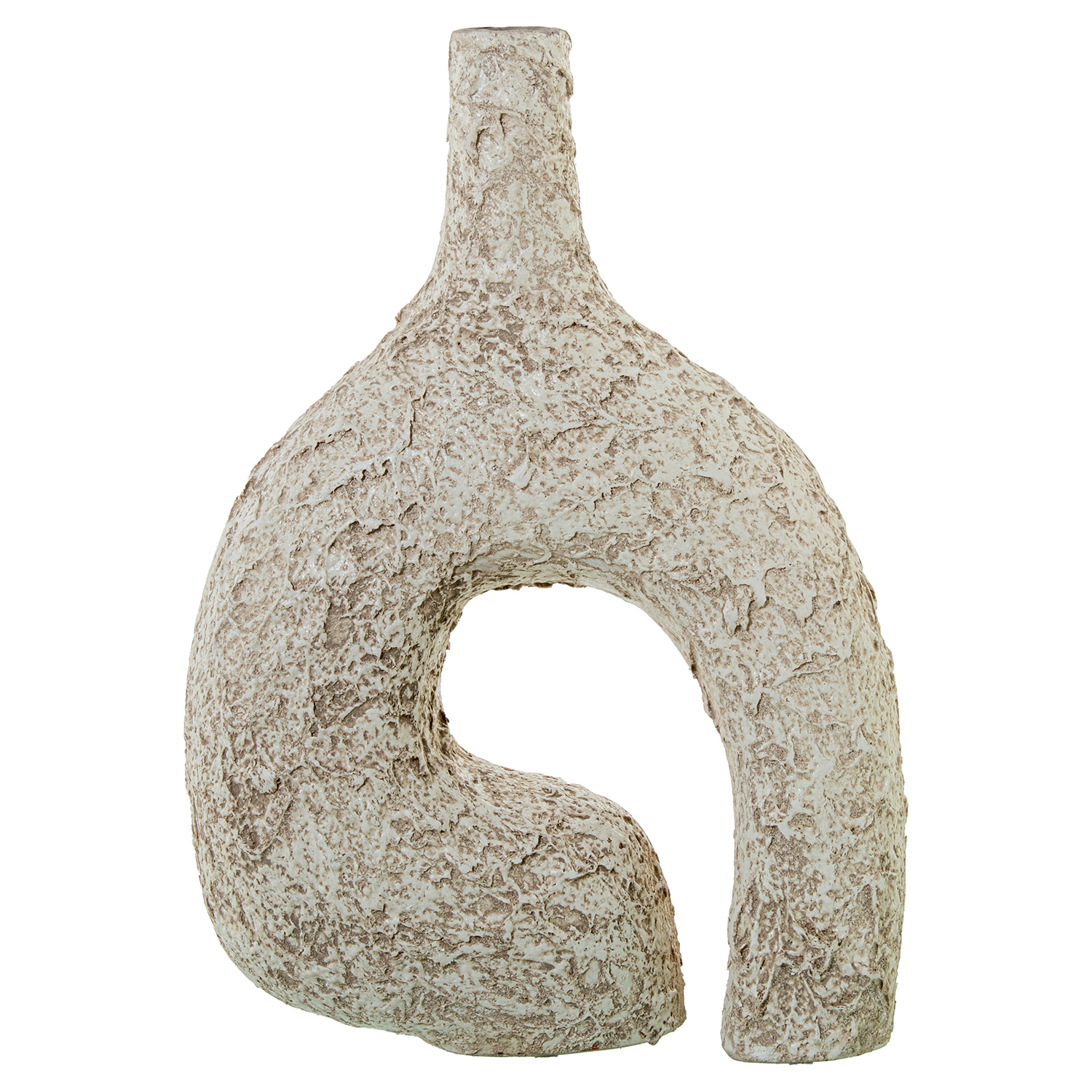 Jarron ceramica abstracto 44cmblanco rustico 30x12x44cm