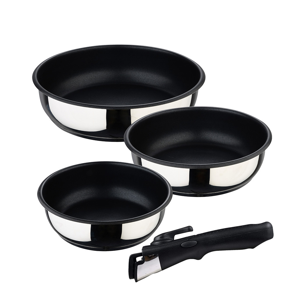 Bergner Set 3 Sartenes Acero Inoxidable Click & Cook ø18x6cm/20x6cm/ø24x6,5cm