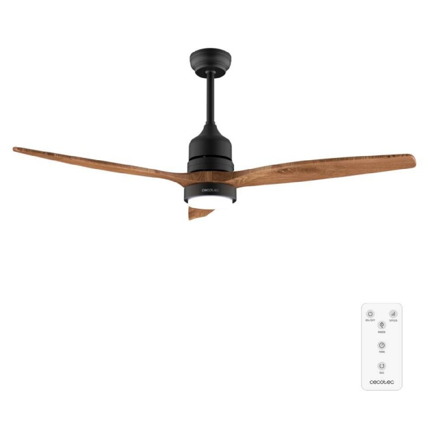 Cecotec Ventilador de Techo con Luz y Mando a Distancia de 52" EnergySilence Aero 5230 DarkWood. Motor DC 40W, 3 Aspas, Luz LED