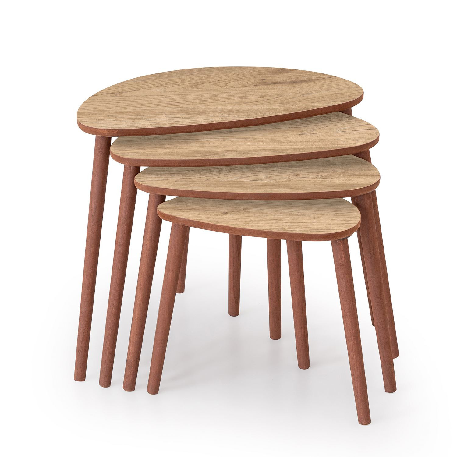 Habitat y Jardin - Mesa nido de madera "Nora" 4 piezas 68 x 45 x 55 cm - Roble