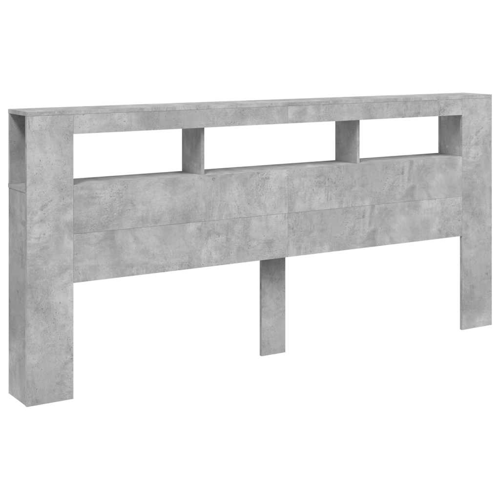 vidaXL Cabecero LED madera ingeniería gris hormigón 220x18,5x103,5 cm