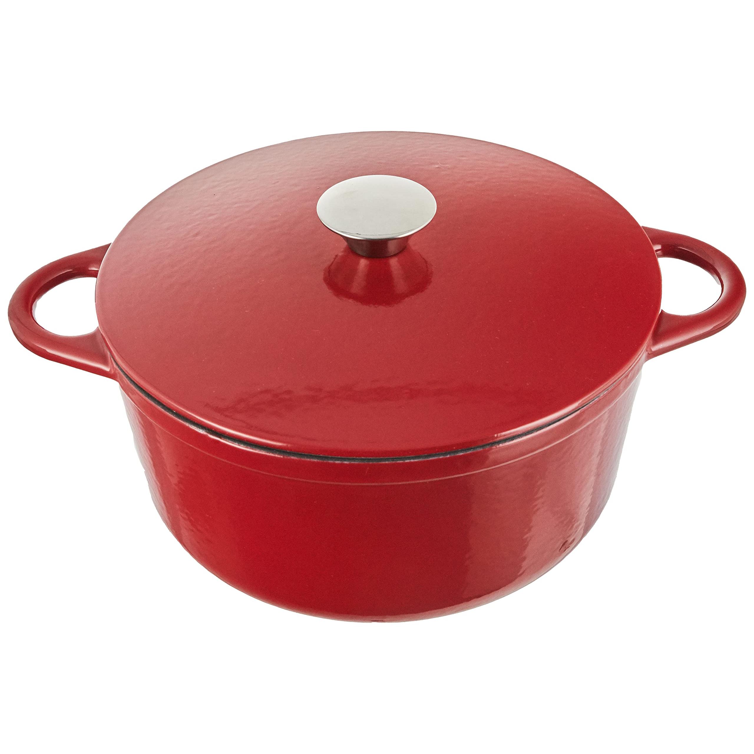 IBILI - Cocotte redonda roja 24x11,5 cm, Hierro fundido, Apta para induccion