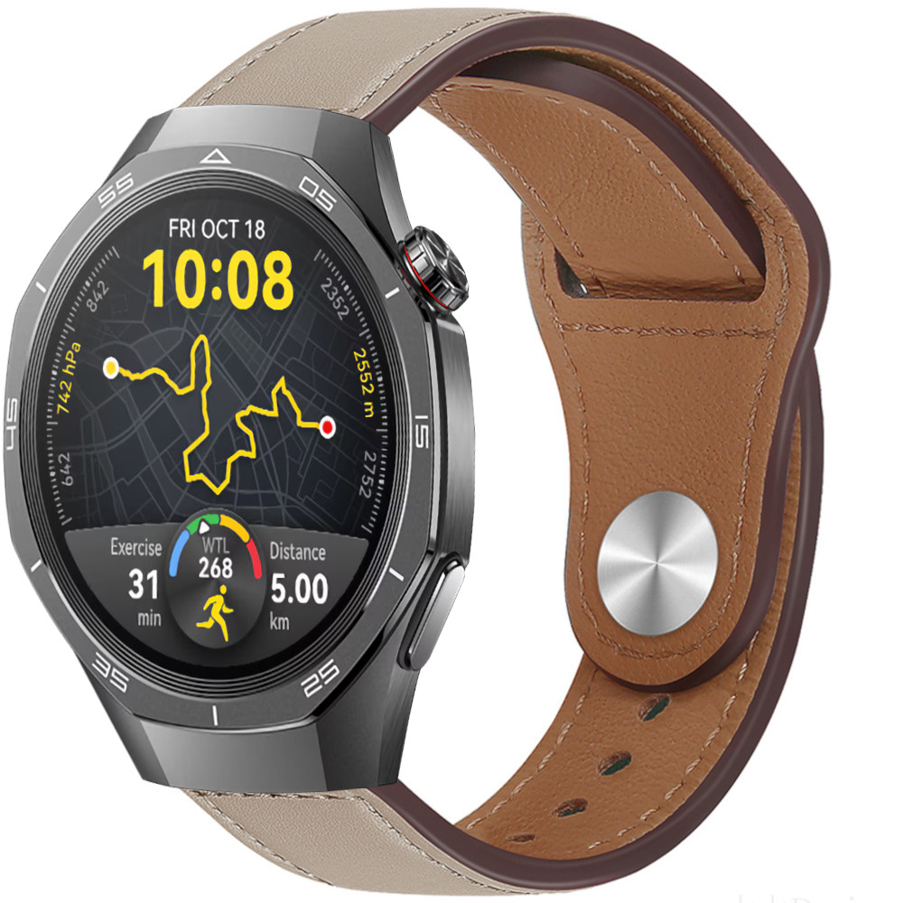 Correa de Piel para Amazfit GTR 4 / Bip 5 / Garmin Vivoactive 4 / Hua Watch GT 5 - 46mm / GT 5 - 46mm / GT 4 - 46mm, Modelo Cuero Bucle Ancho 22mm