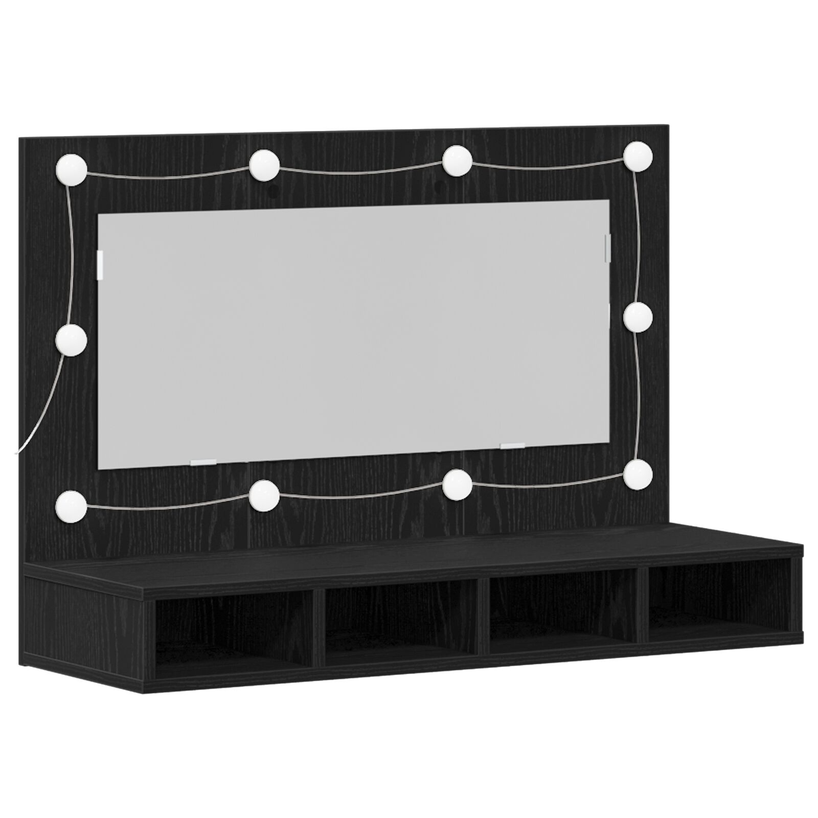 Armario Espejo LED vidaXL en Roble Negro - 90x31.5x62 cm