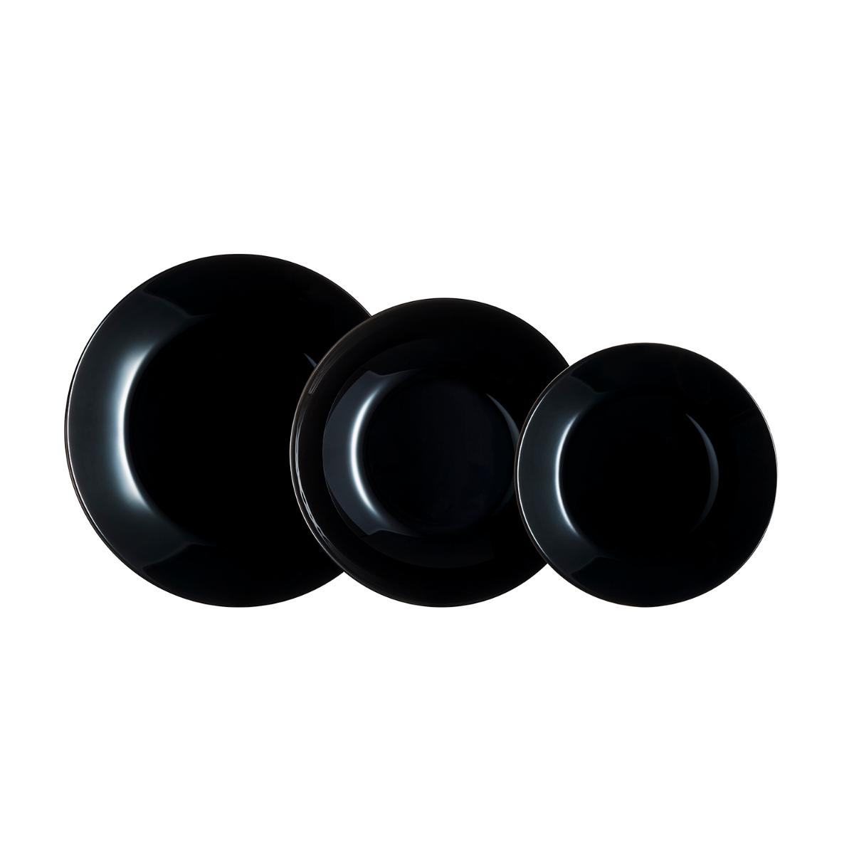 ARCOPAL ZELIE NEGRO Vajilla Vidrio 12 PIEZAS- 4 PERSONAS Negro Brillo Fabricado en Francia Ecológico