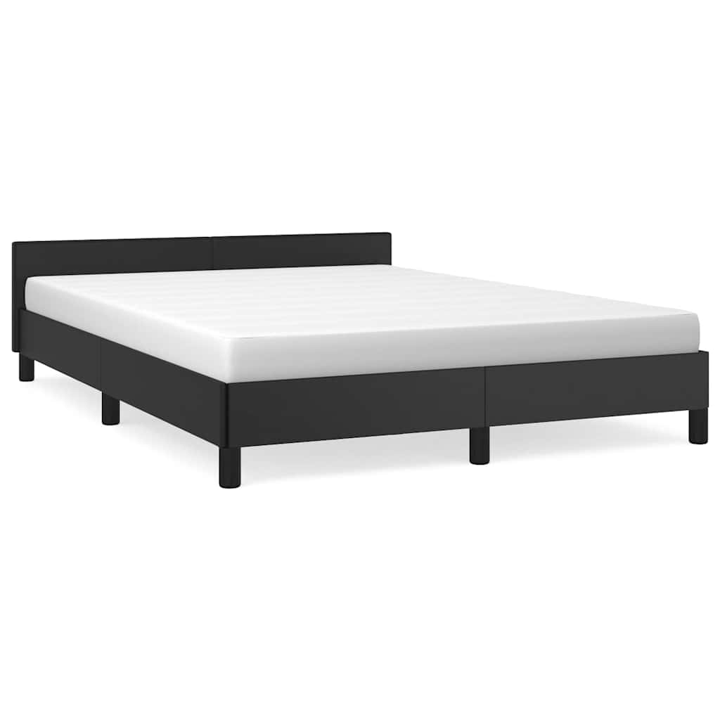 vidaXL Estructura de cama con cabecero sin colchón negro 140x190 cm