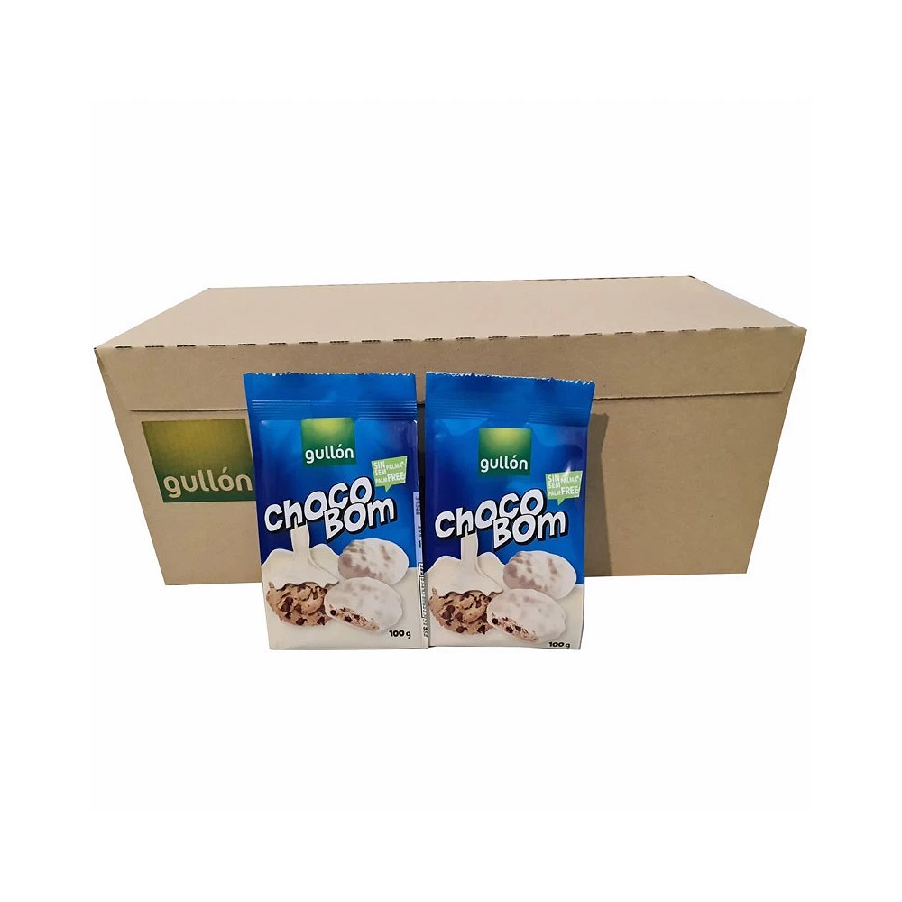 Gullón - ChocoBom Blanco caja 12 unidades de 100 gramos, galletas Gullón 8410376012699