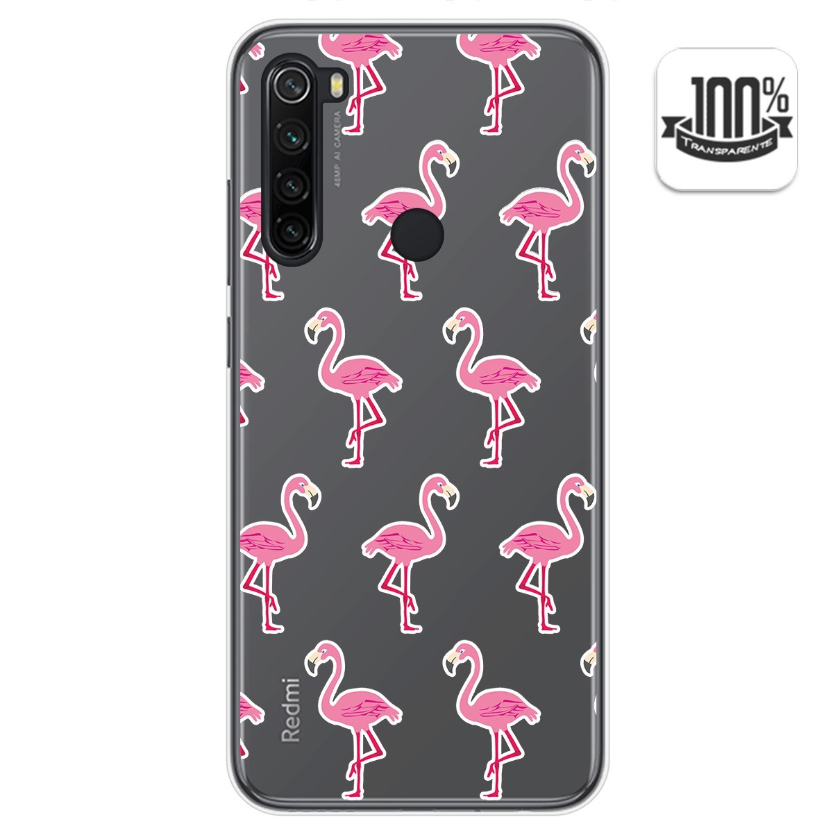 Tumundosmartphone Funda Gel Transparente para Xiaomi Redmi Note 8T diseño Flamenco Dibujos