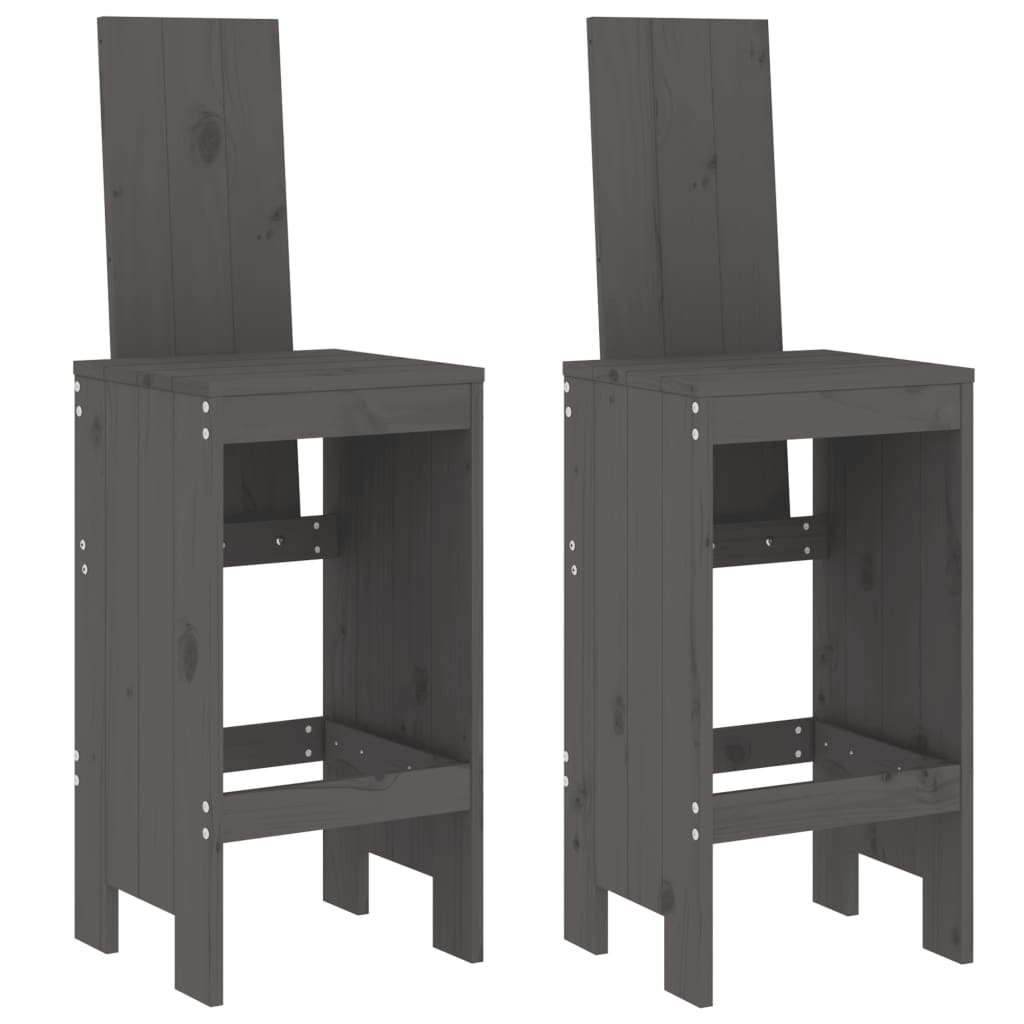 vidaXL Taburetes altos de Exterior, jardín, cocina 2 uds madera maciza 40x42x120 cm