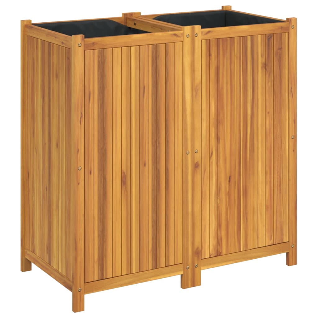 vidaXL Jardinera con forro madera maciza de acacia Dimensiones 54 x 31 x 30 cm,  42 x 42 x 40 cm,  80 x 42 x 40 cm y mas