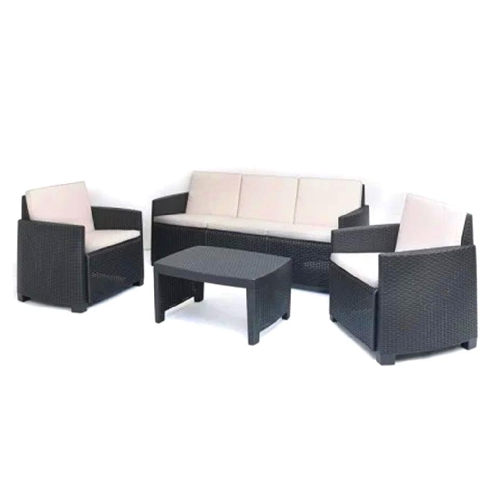 Tresillo stromboli 4 piezas 10 cojines antracita conjunto