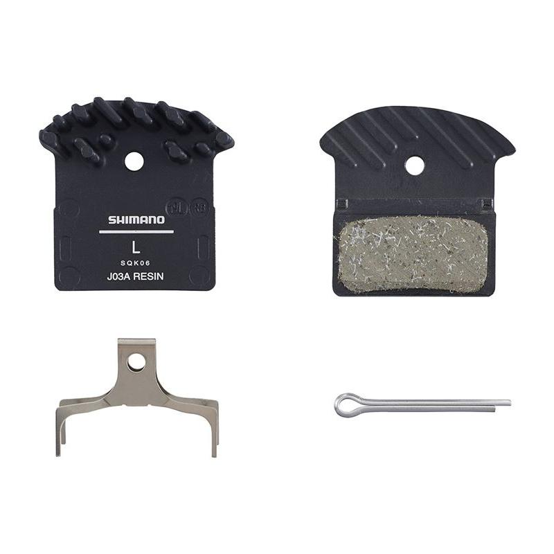 Shimano - Pastillas de freno J05A-RF para bicicleta, almohadillas de resina con aleta y resorte con pasador (par), ideal para mantenimiento y reparación de bicicletas en exteriores