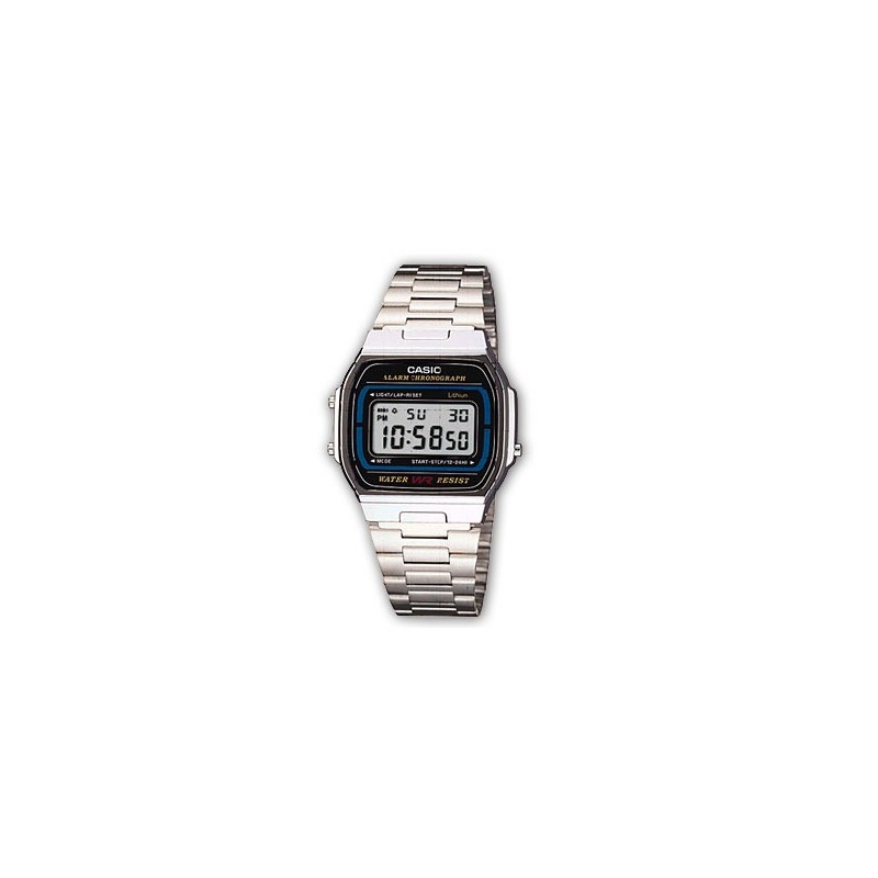 Reloj Casio Caballero modelo A164WA-1 digital correa acero plateada A164WA-1