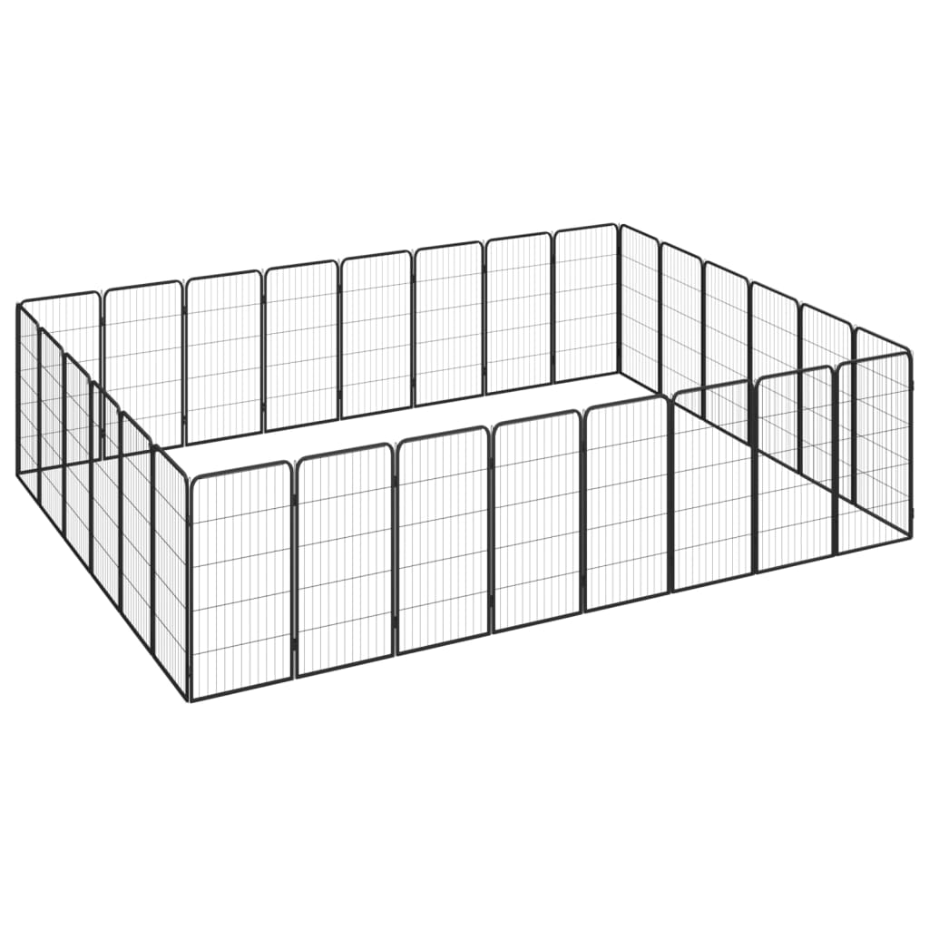 vidaXL Jaula Perros Acero Recubierto Polvo Negro Puerta Cachorro Dimensiones 50x50x100cm (4 paneles),  150x50x100cm (8 paneles),  200x100x100cm (12 paneles) y mas