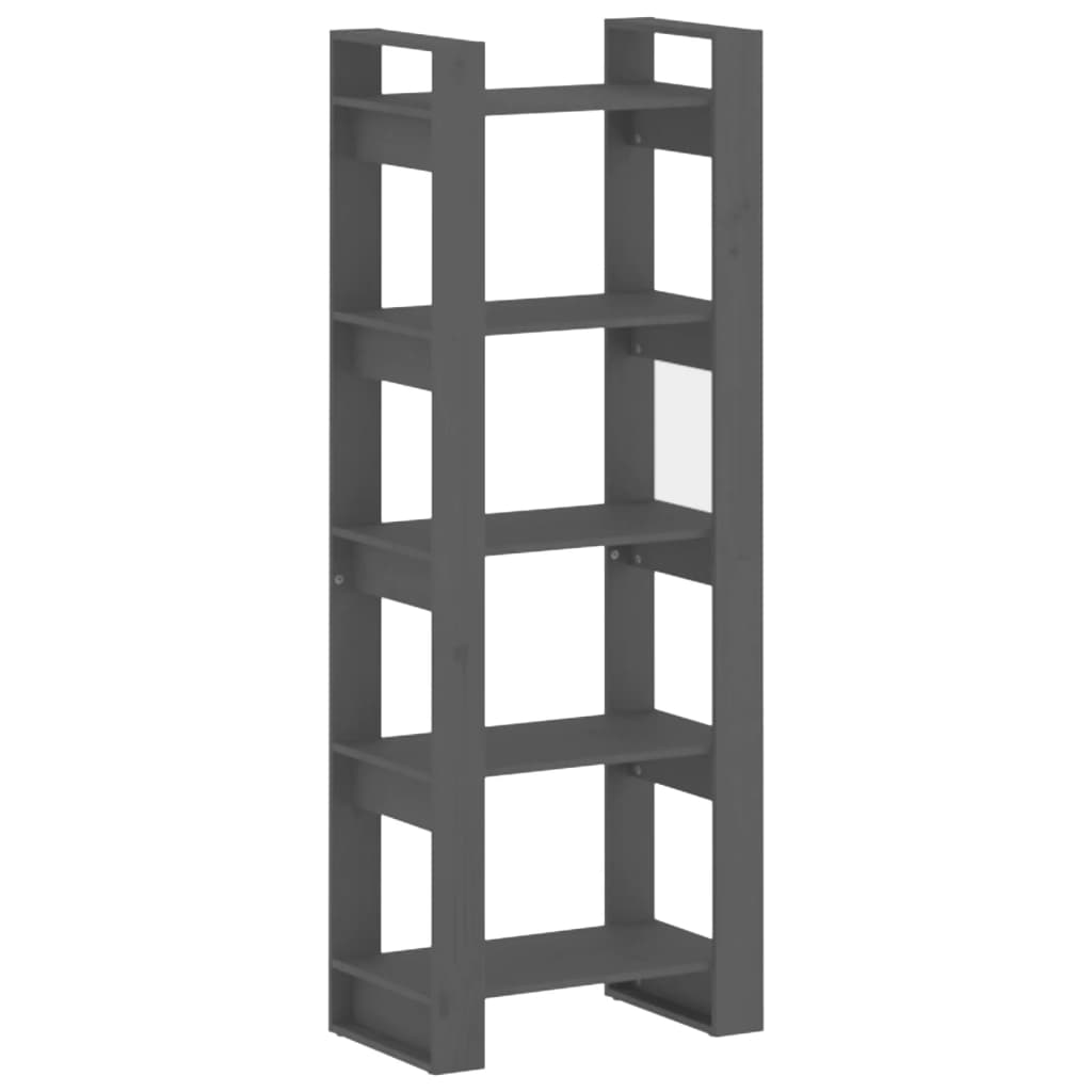 vidaXL Estantería/divisor de espacios de madera maciza 60x35x160 cm Natural, Blanco, Gris Mueble Almacenaje Estantería para Oficina, Estudio, Dormitorio Estantería/Librería/ mueble de Almacenamiento