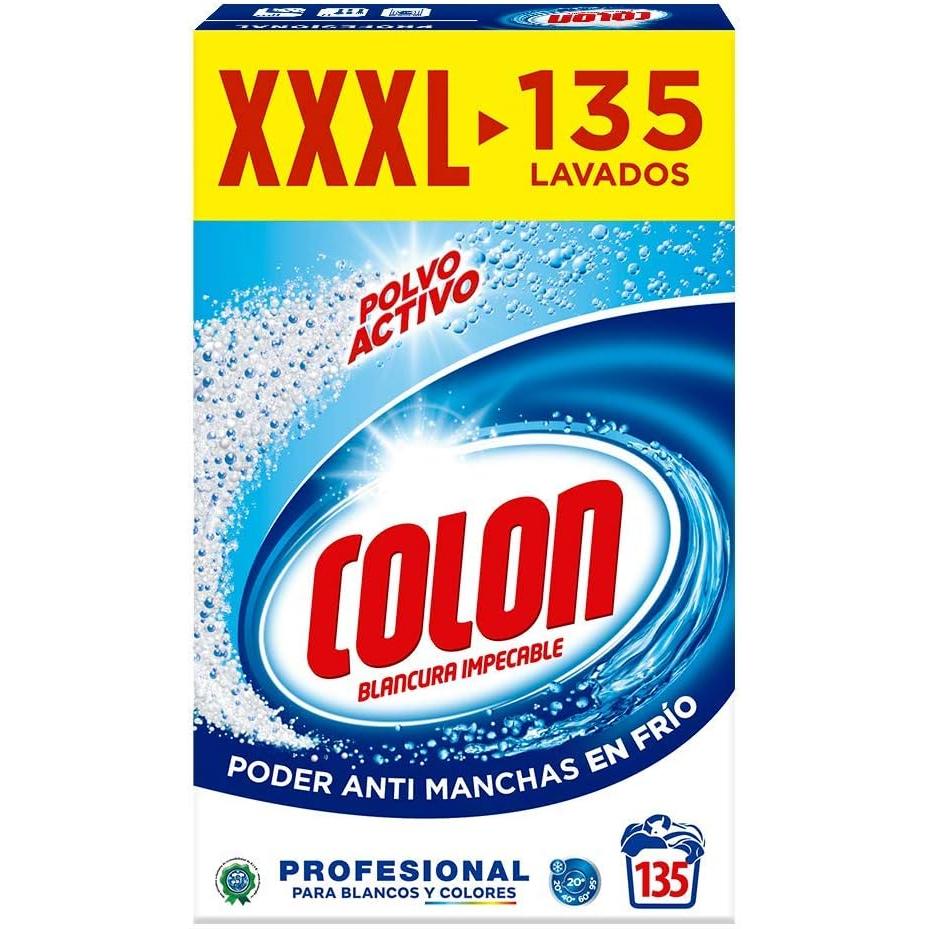 Colon - Colon- Polvo Activo - Detergente para lavadora, adecuado para ropa blanca y de color- 135 dosis, 7.037 kg, el diseño puede variar