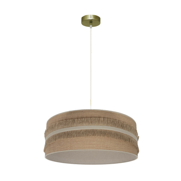 Colgante natalia 1xe27 cuero/saco-beis regx50x50cm