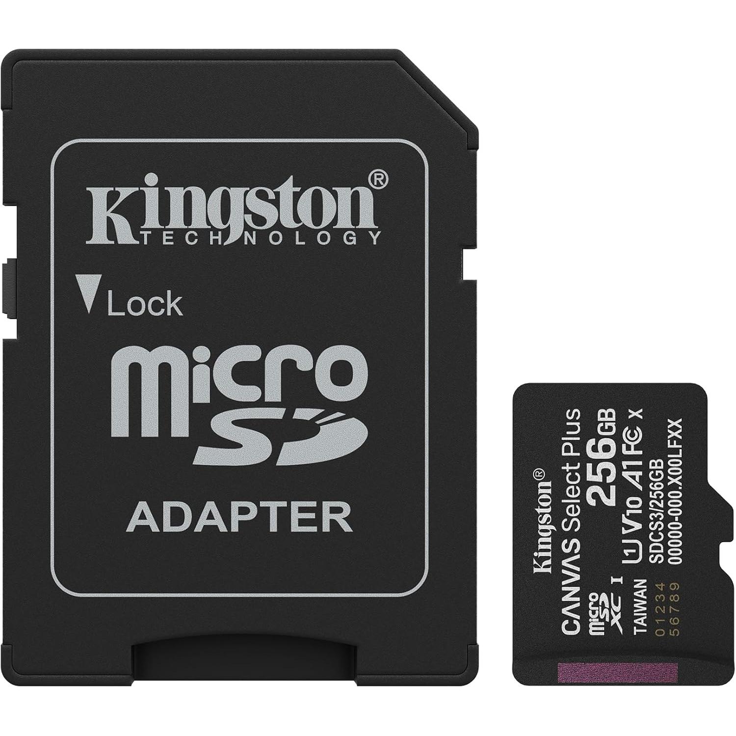 Kingston CANVAS Select Plus SDCS3 Gen3 100MB/s A1 | Tarjeta de Memoria Micro SDXC SD MicroSDXC 64GB / 128GB / 256GB / 512GB / 1TB | Desde 100 MB/s Hasta 150 MB/s, Incluye Adaptador | Para Smartphone Teléfonos Móviles, Cámara Fotográfica, Nintendo Switch