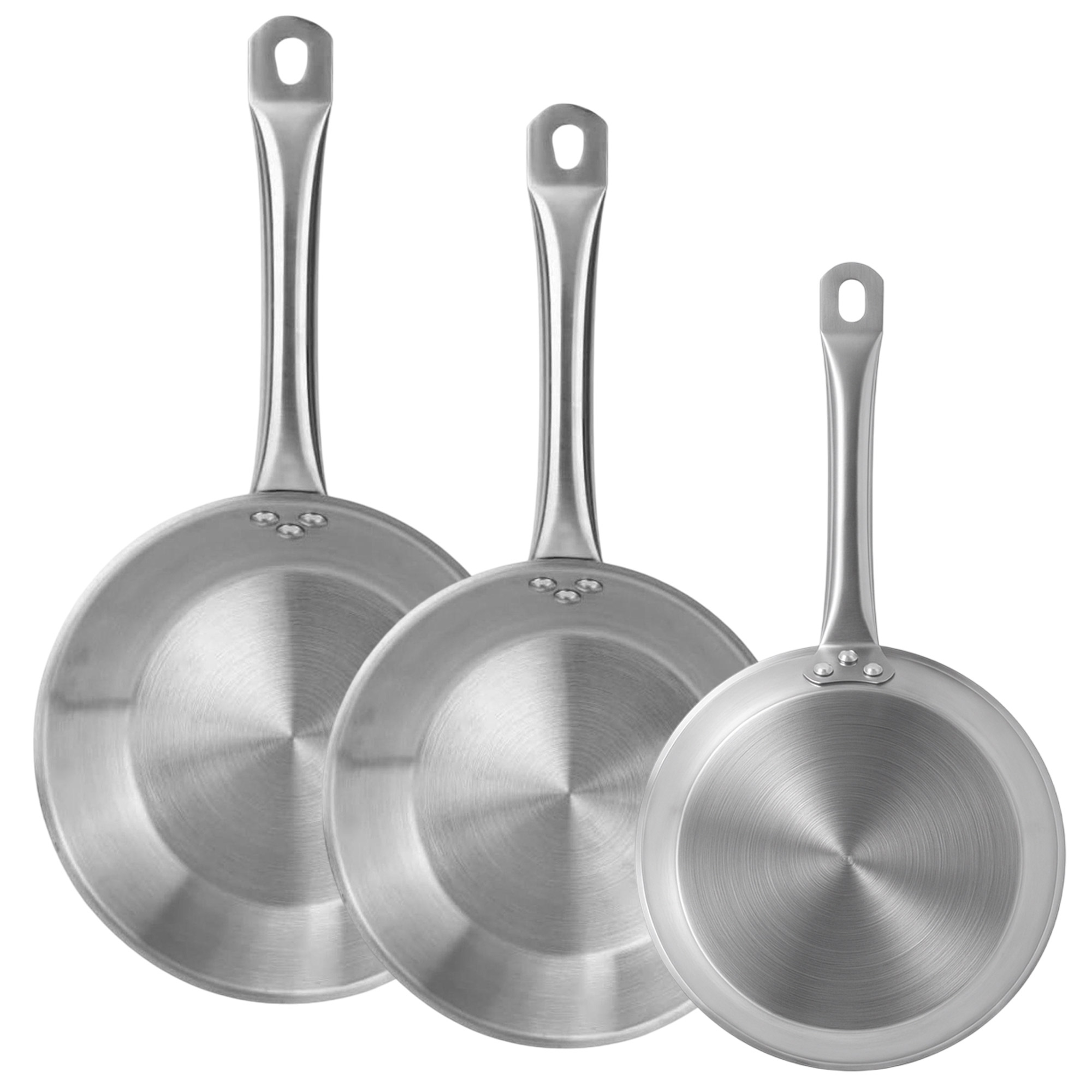 Well Home Sartenes Ø20Ø24Ø28Ø30cm en Acero inoxidable, Aptas para inducción y SIN antiadherente