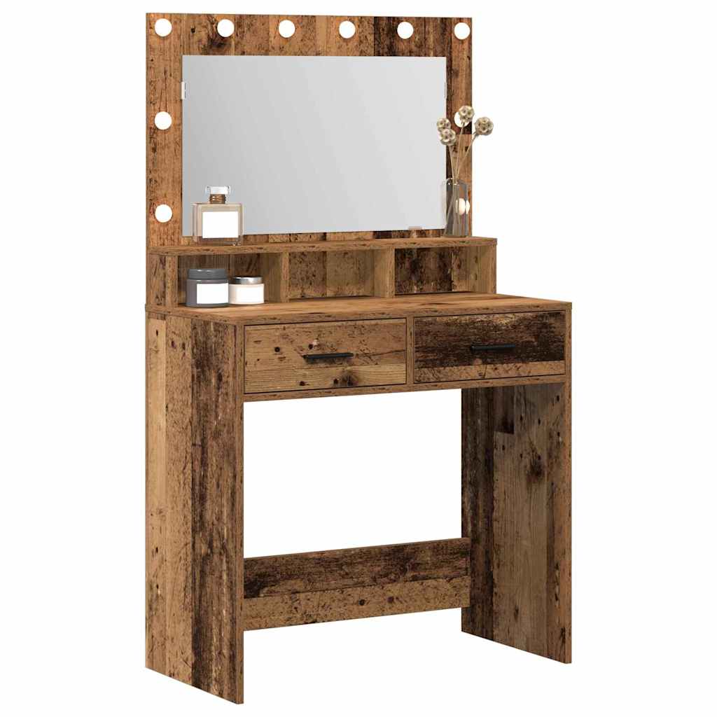 vidaXL Mesa Tocador Madera vieja 79 x 41 x 135 cm Madera de ingeniería