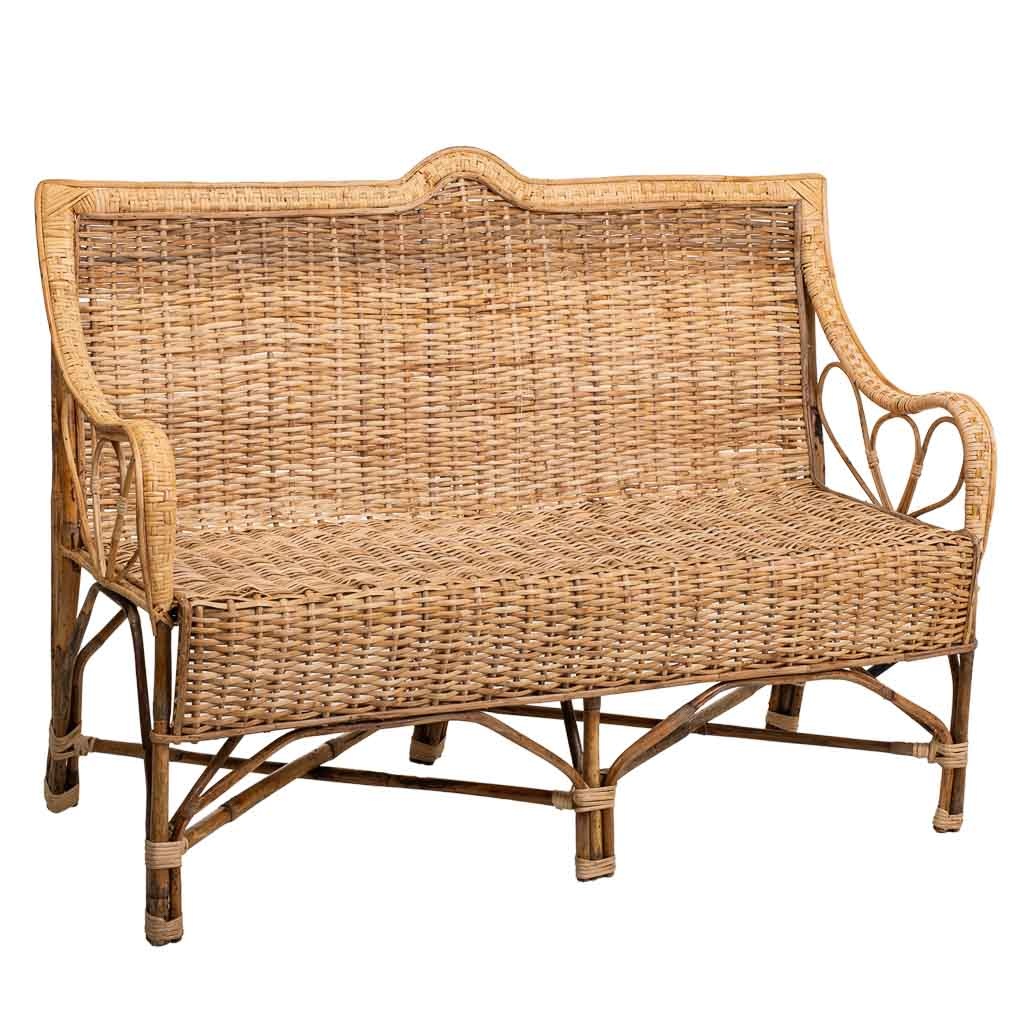 Wonderlust Deco - Sofá de bambú y ratán marrón 130x48x99 Marrón 130x48x99h cm