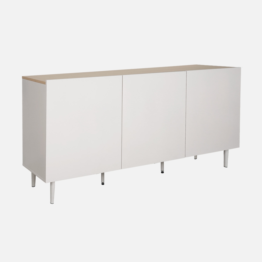 sweeek - Aparador de metal y decoración de madera 3 puertas, 150cm , Ashton , 150x40x75