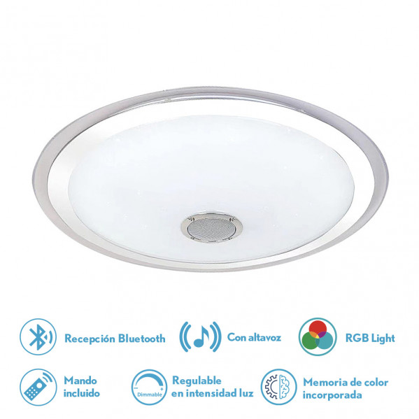 Plafon magallanes 72w 3 color+rgb 10x53x53 cm bluethooth 5760lm.reg.intens.y c.remoto c/memoria