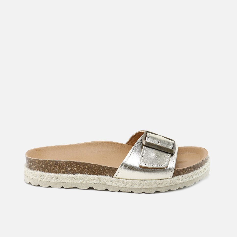 Sandalias Bio Yute Hebilla Champagne Papanatas | Eli 1957