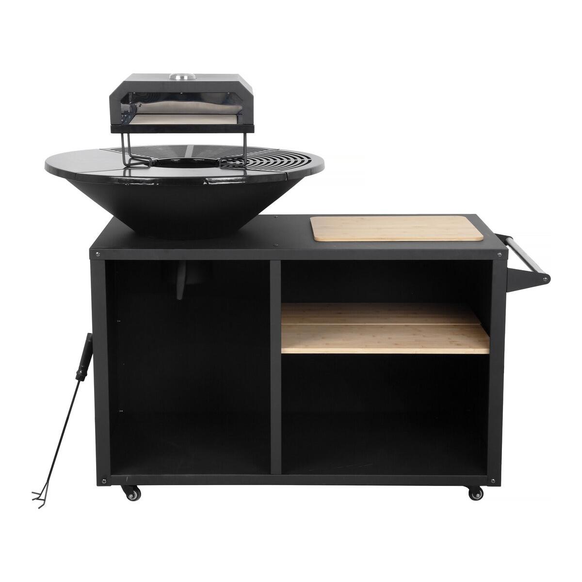 Habitat y Jardin - Barbacoa plancha brasero con horno para pizza "Maréchal" - Ø 81 cm - Negro