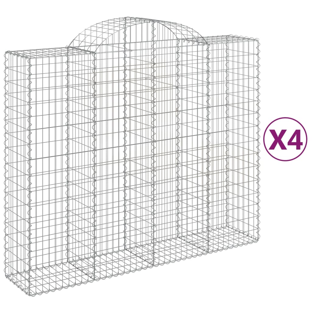 Vidaxl Cestas de Gaviones 4 Uds Forma de Arco Hierro 200 X 30 X 40/60 Cm