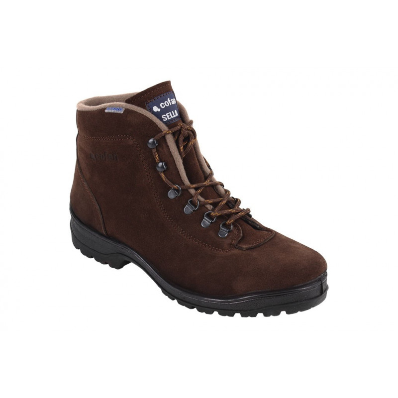 Bota Trekking Modelo Sella de Piel Hidrófuga Color Marrón Oscuro y Suela Antideslizante - Tallas de 39 a 48 COFAN