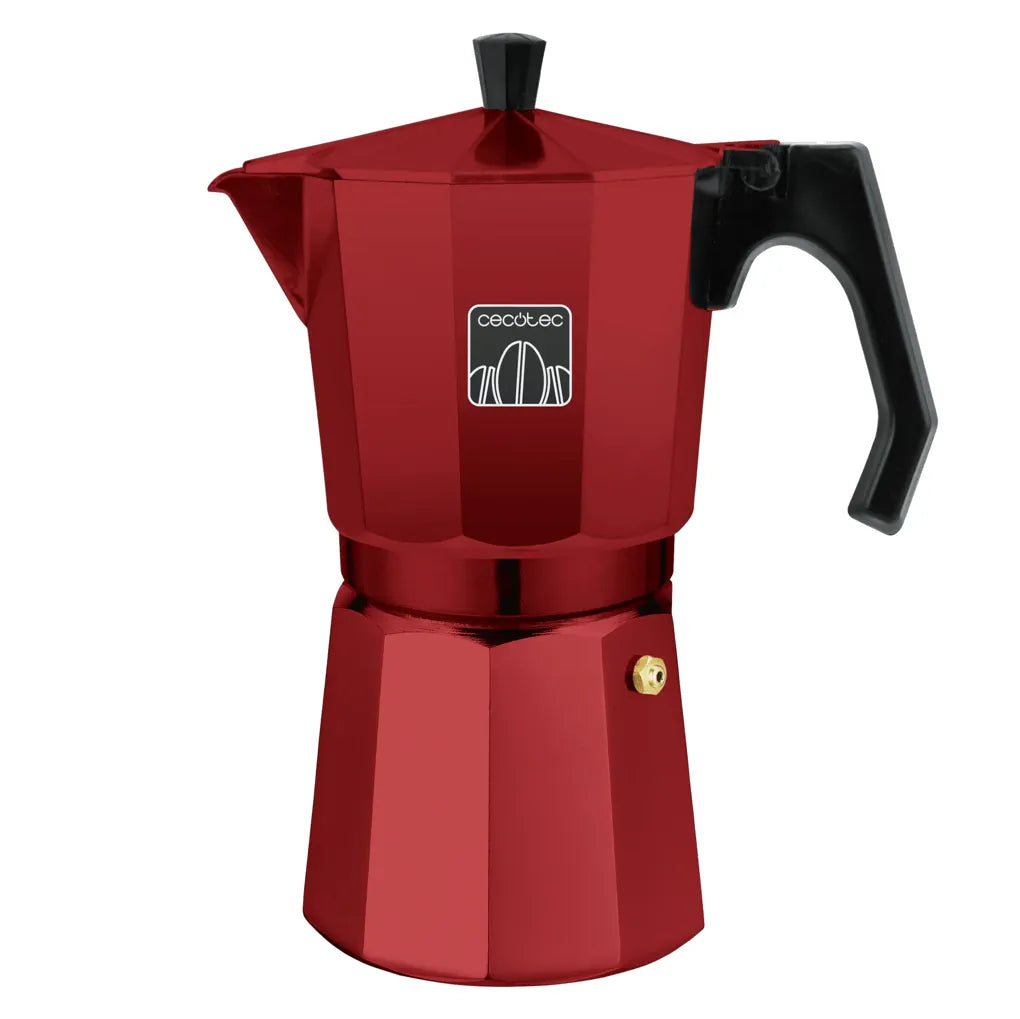 CECOTEC 00174 Cafetera Italiana Roja de Aluminio para 9 Tazas, Compatible con Todas las Cocinas