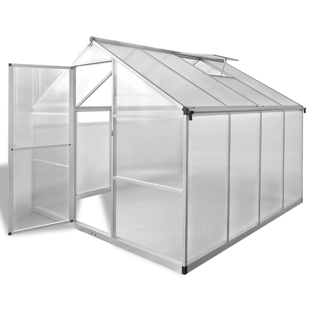 vidaXL Invernadero Caseta Jardin Terraza Cultivo de Plantas de Aluminio Dimensiones 242 x 190 x 195 cm (4.6 m²), 242 x 250 x 195 cm (6.05 m²), 302 x 250 x 195 cm (7.55 m²)