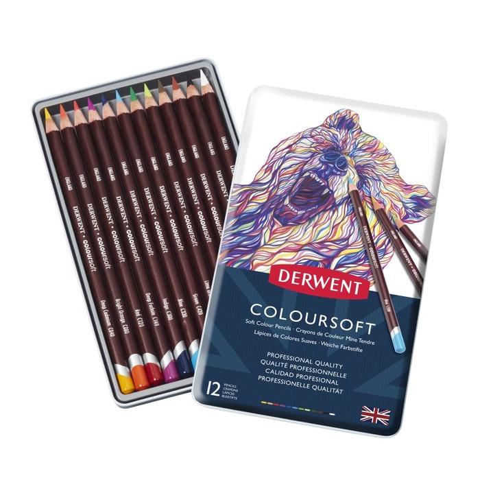 DERWENT CAJA METALICA DE 12 LAPICES DERWENT COLOURSOFT COLOURSOFT 1x11x19 Cms.