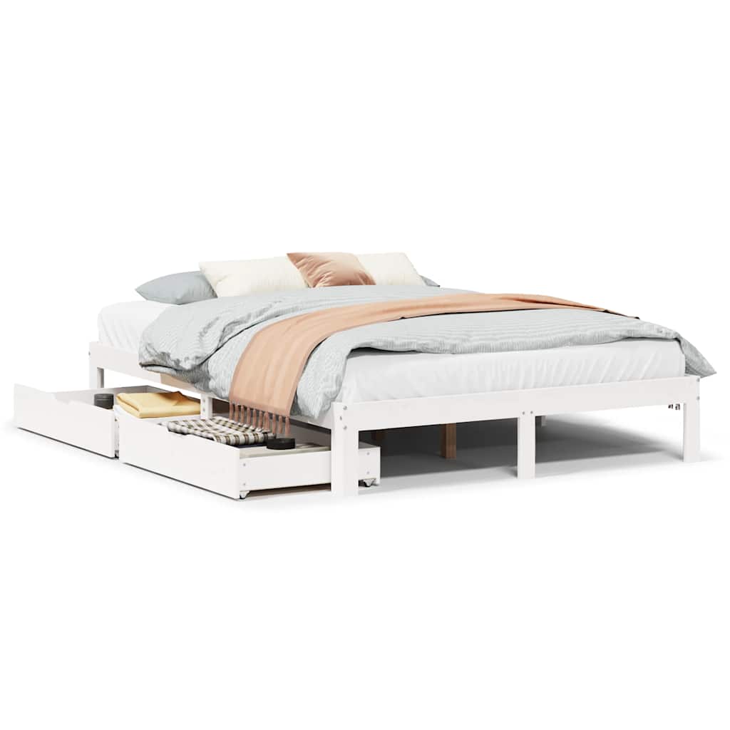 vidaXL Estructura de cama con cojines madera de pino blanca 140x190 cm