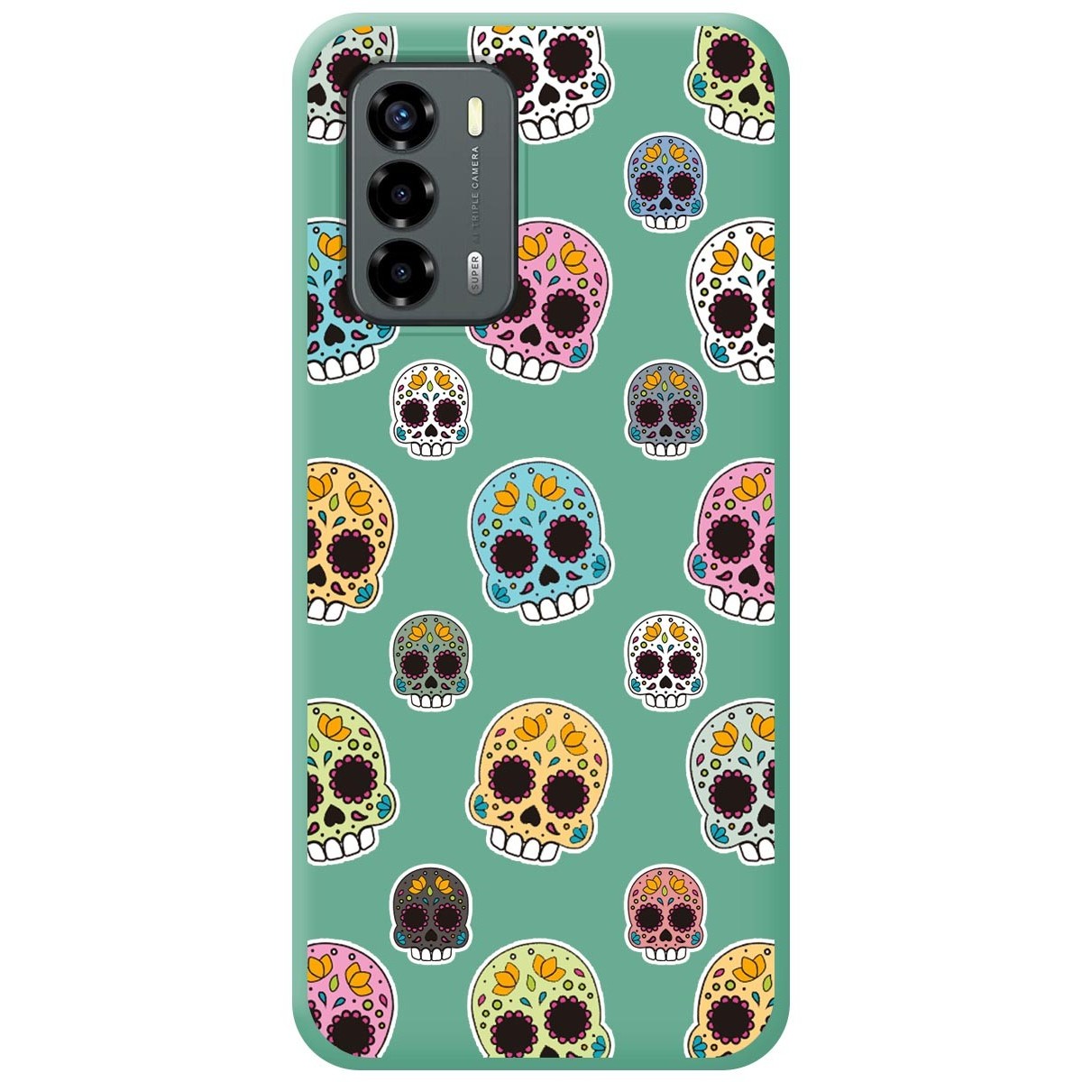Funda Silicona Líquida Verde para ZTE Blade V40 Vita diseño Catrina Dibujos
