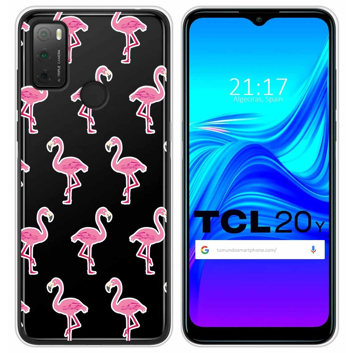 Funda Silicona Transparente para TCL 20Y diseño Flamenco Dibujos