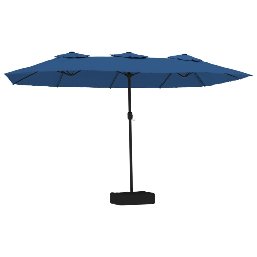 vidaXL Sombrilla doble de jardín con luces LED azul celeste 449x265 cm
