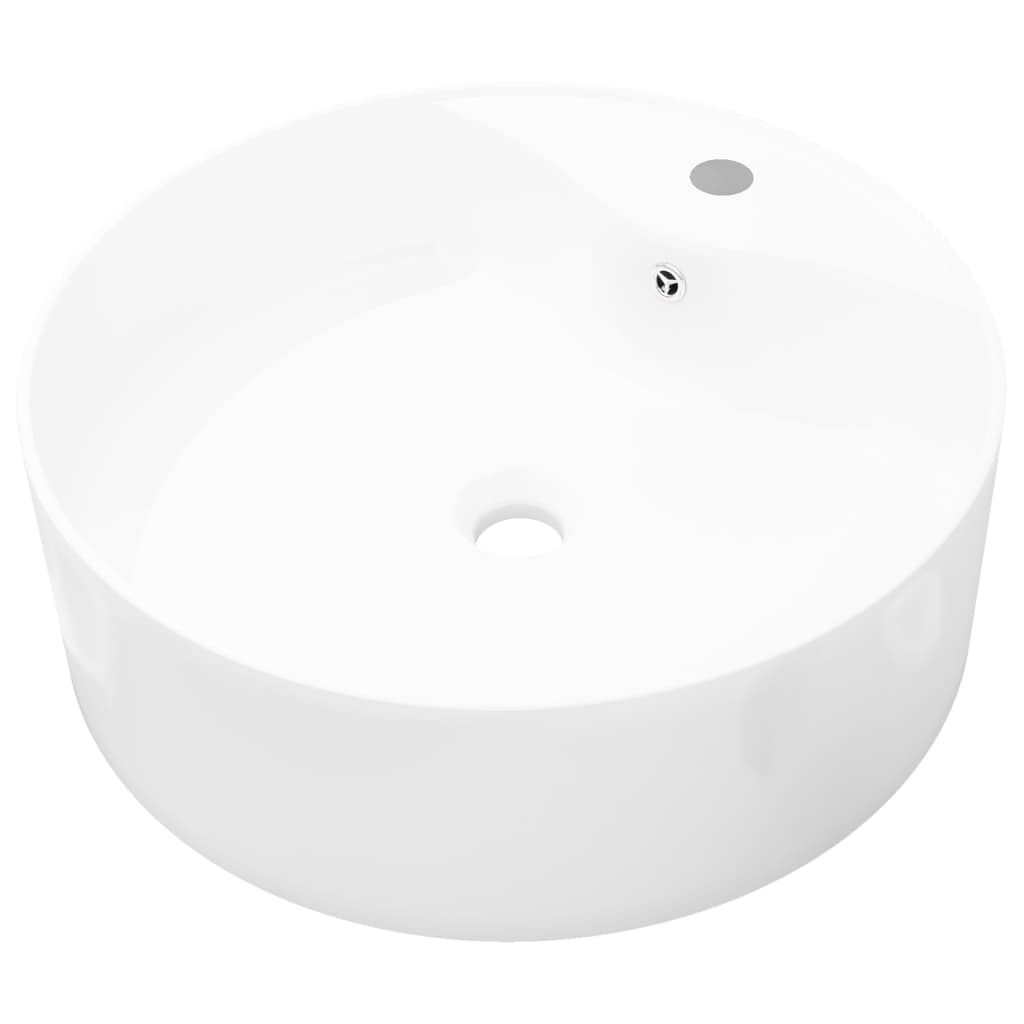 vidaXL Lavabo Redondo Moderno Agujero Grifo Desagüe Cerámica Lavamanos Color Blanco,  Negro,  Dorado y mas