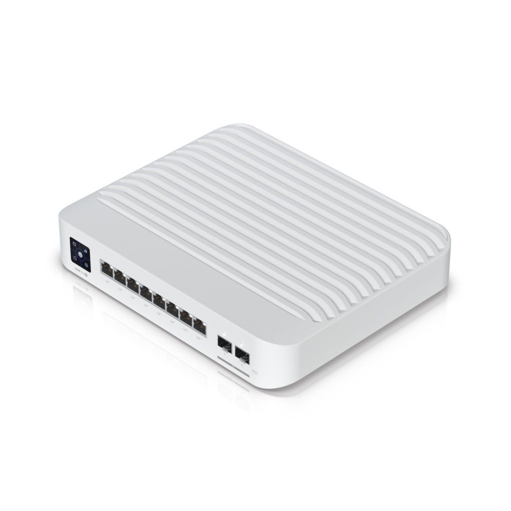 Ubiquiti - Switch gestionado USW-PRO-8-POE con 8 puertos Gigabit Ethernet, conmutación de 56 Gbit/s y PoE (IEEE 802.3af/at) para cámaras y puntos de acceso, formato 1U blanco