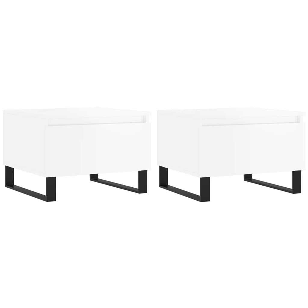 Vidaxl Mesas Centro 2 Uds Madera Ingeniería 50x46x35 Cm Blanco