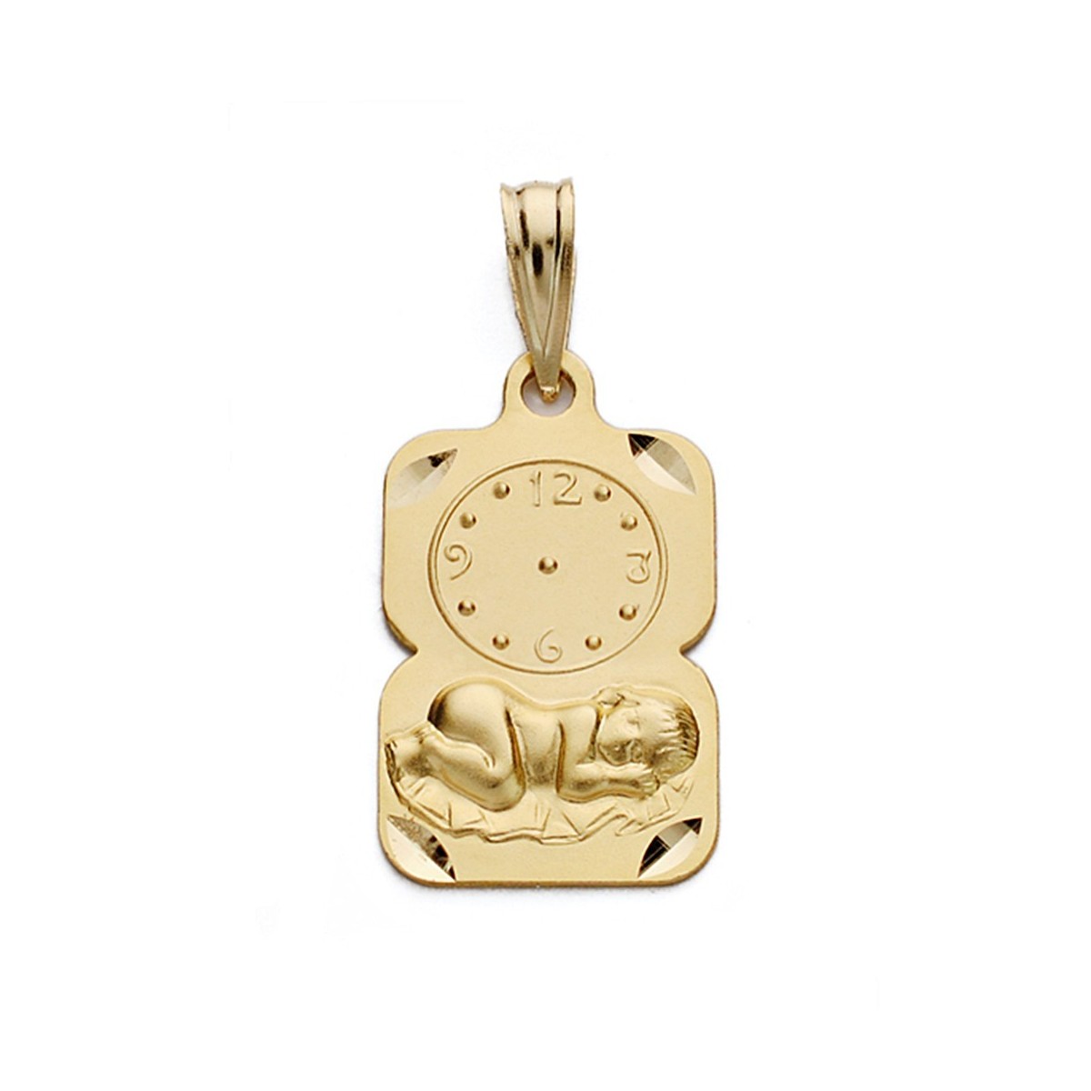 Medalla oro 18k niño reloj 19mm. rectangular detalle laterales tallado