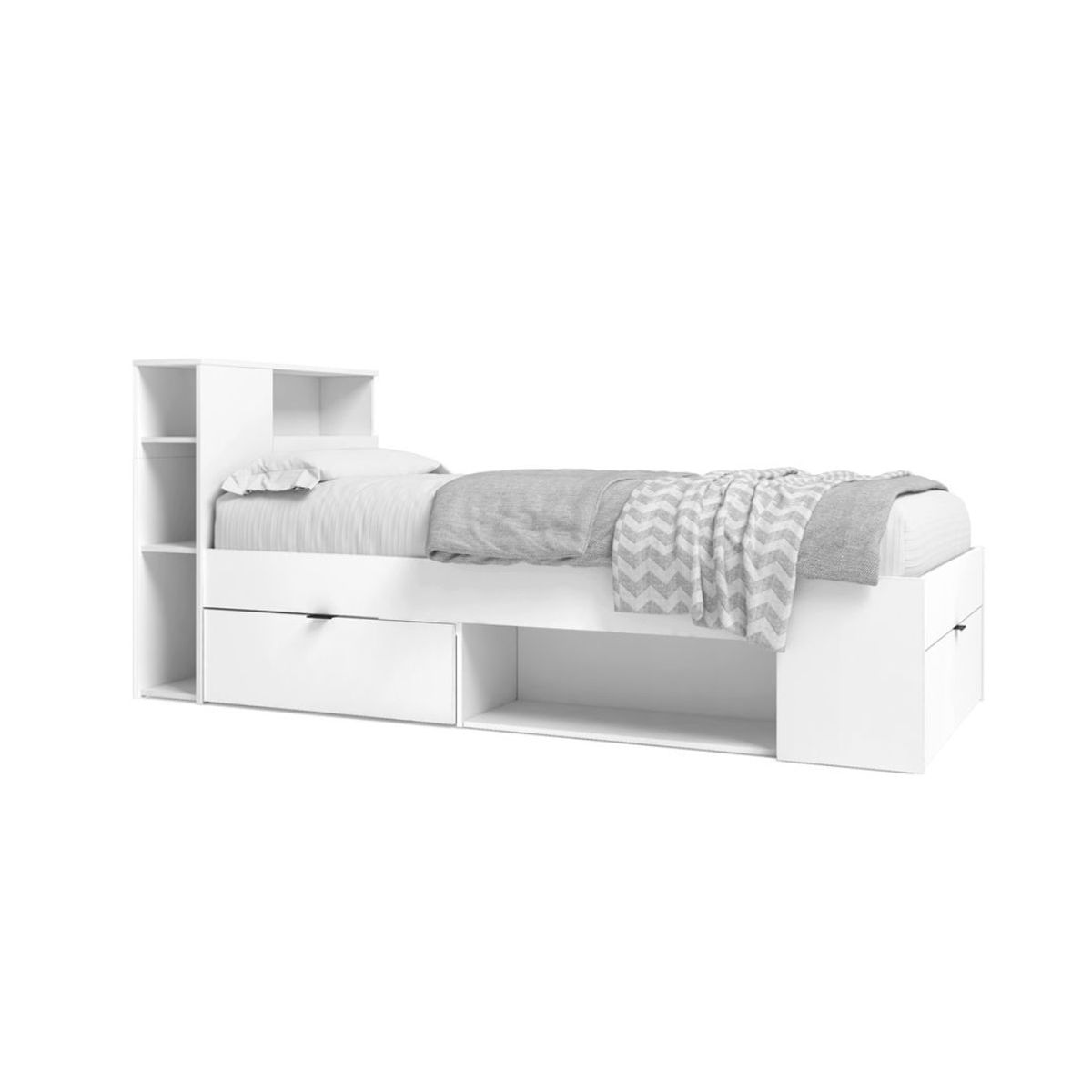 Cama compacta Ronin con cabecero blanco mate 90x190 cm