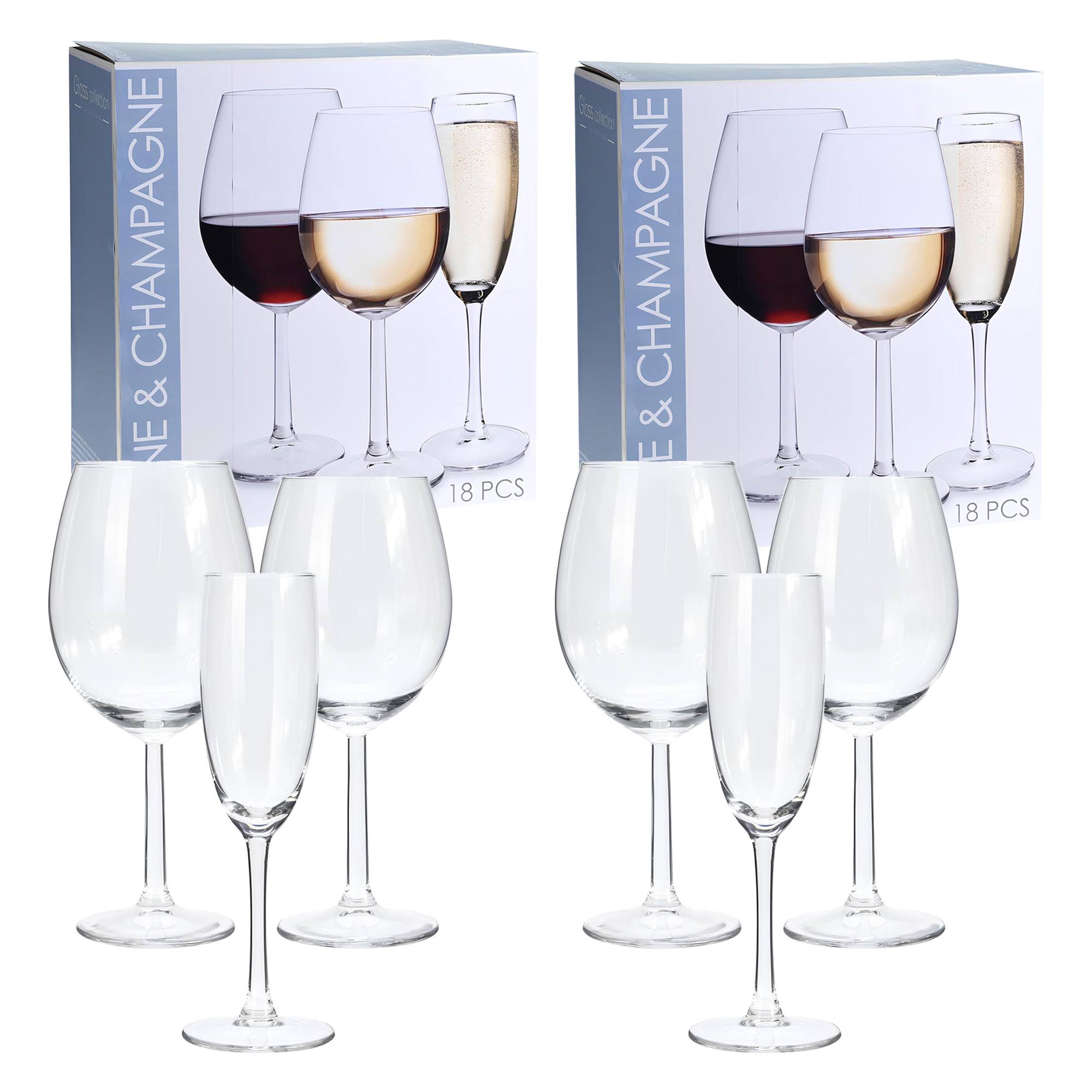 Well Home Set de 36 Copas de Vino y Champagne