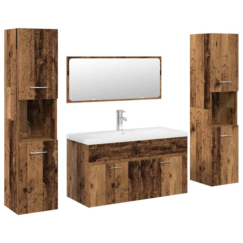 vidaXL Juego de muebles de baño 5 piezas madera ingeniería envejecida