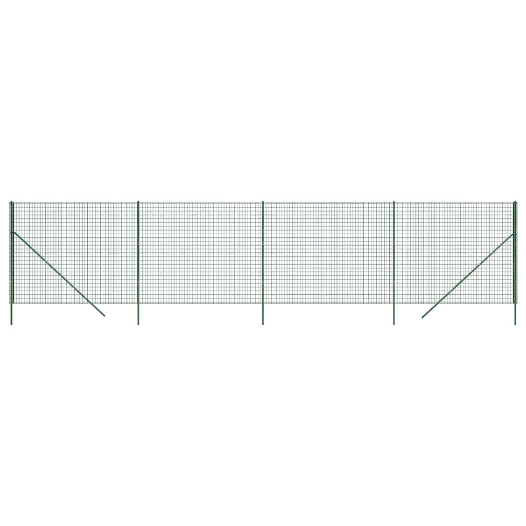vidaXL Cerca de alambre de acero galvanizado verde 2x10 m