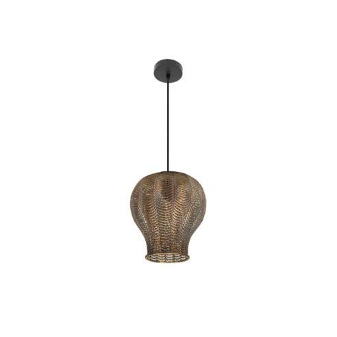 Colgante Trikala Negro/cuero Envejecido 1xe27 Regx29x29 Cm