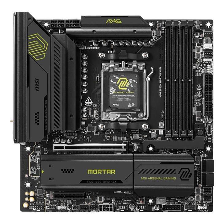 MSI - Placa Base MAG B850M MORTAR 911-7E61-001 para procesadores AMD Ryzen 7000/8000/9000 AM5, DDR5 hasta 256 GB, PCIe 5.0 y 3 ranuras M.2, Wi-Fi 7 y Ethernet 5G