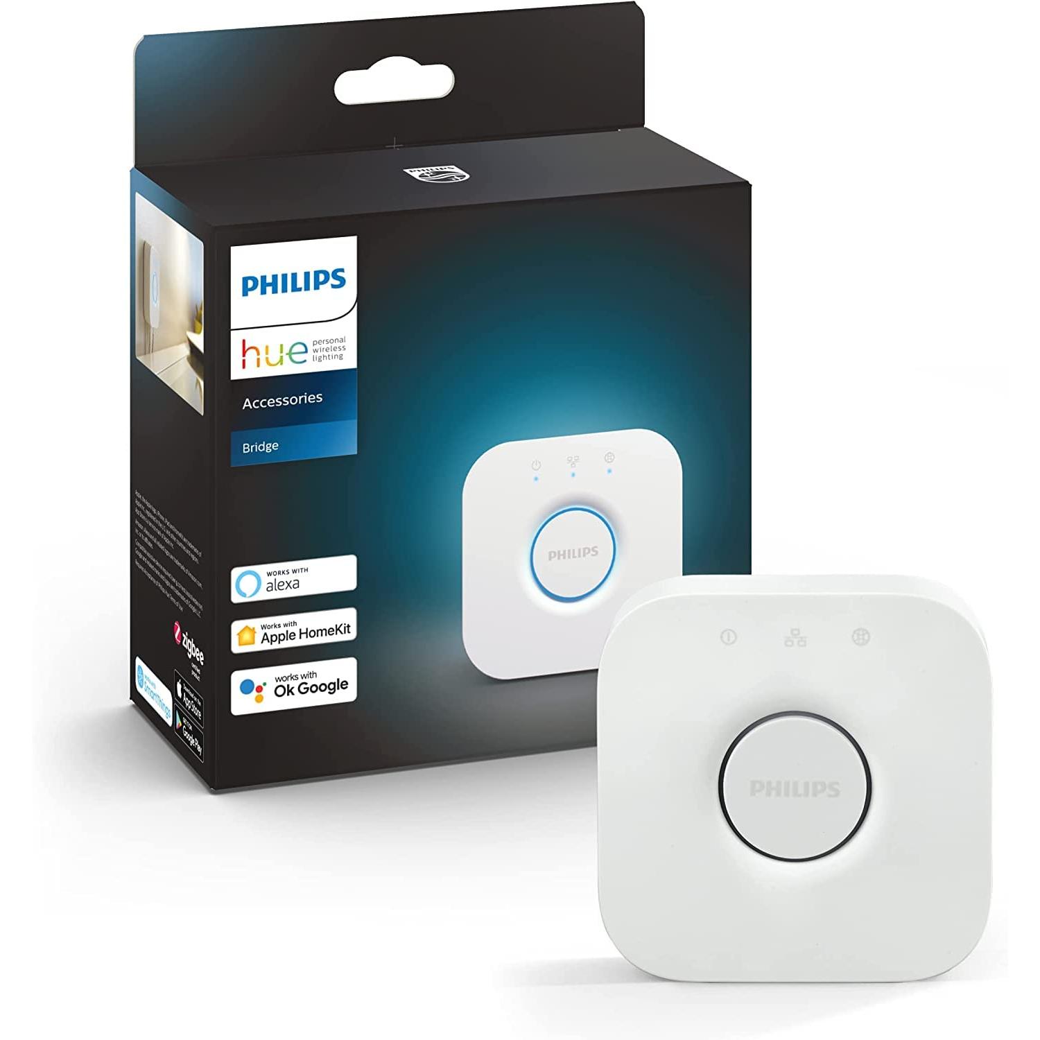 Philips Home Appliances - Philips Hue Centro de Control Sistema Hue Bridge, Controla hasta 50 Dispositivos, Control por Voz con Alexa, Apple Home y Google Assistant - 929001180642